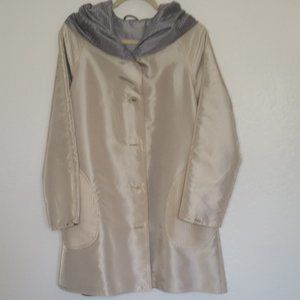 UbU  Reversible  Champagne/Pewter  Parisian Raincoat, Pleated Hood.
